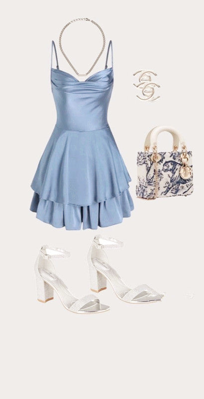 Simple A line Straps Short Blue Homecoming Dress 20th Birthday Outfits