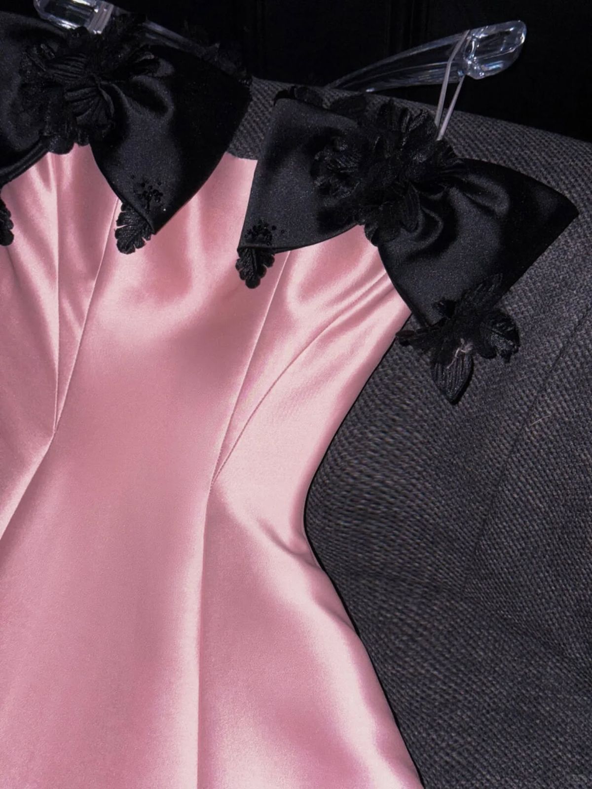 Unique A Line Strapless Satin Without Sleeves Long Prom Dress, Evening Dress