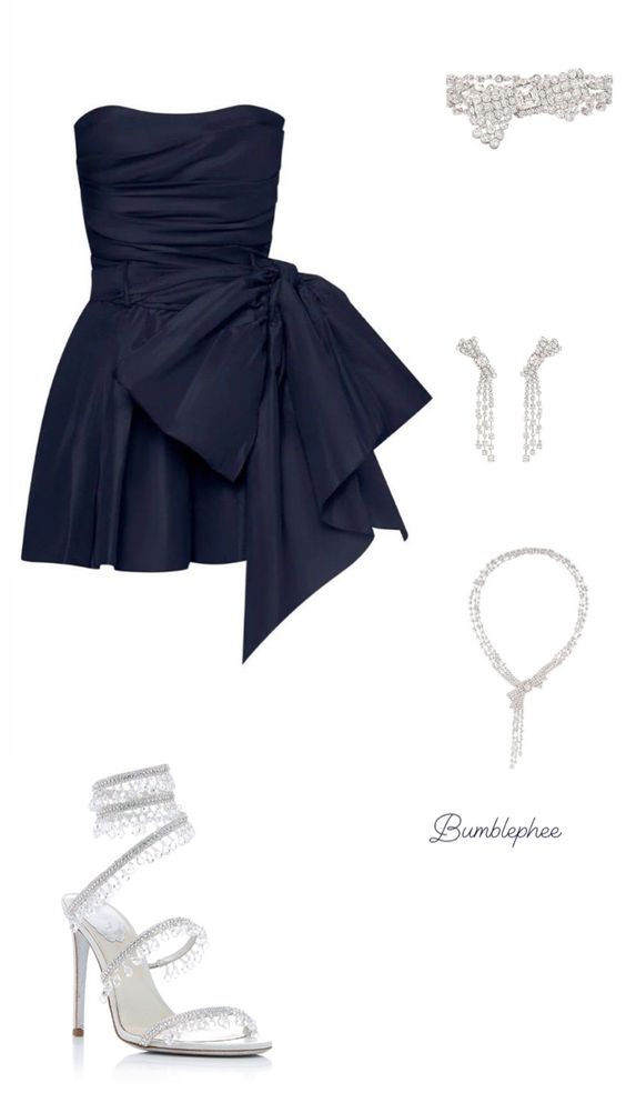 Chic A line Satin Strapless Short Navy Blue Homecoming Dress 20th Birthday Outfits