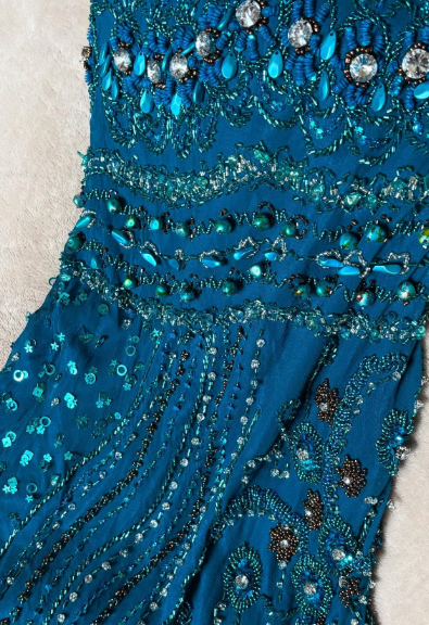 Gorgeous Mermaid Halter Chiffon Beaded With Scarf Without Sleeves Long Prom Dress, Evening Dress