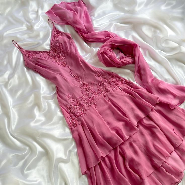 Classy A Line Spaghetti Straps Tiered Chiffon With Scarf Without Sleeves Long Prom Dress, Evening Dress