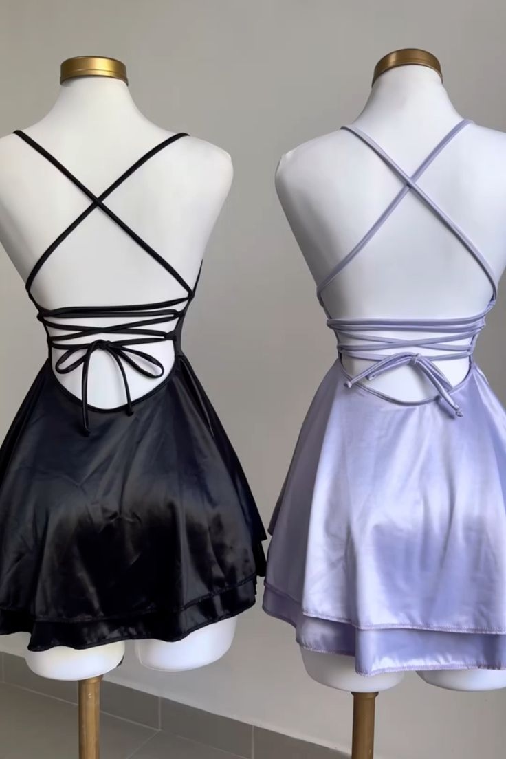 Simple A line Short Birthday Dress Satin Backless Homecoming Dresses