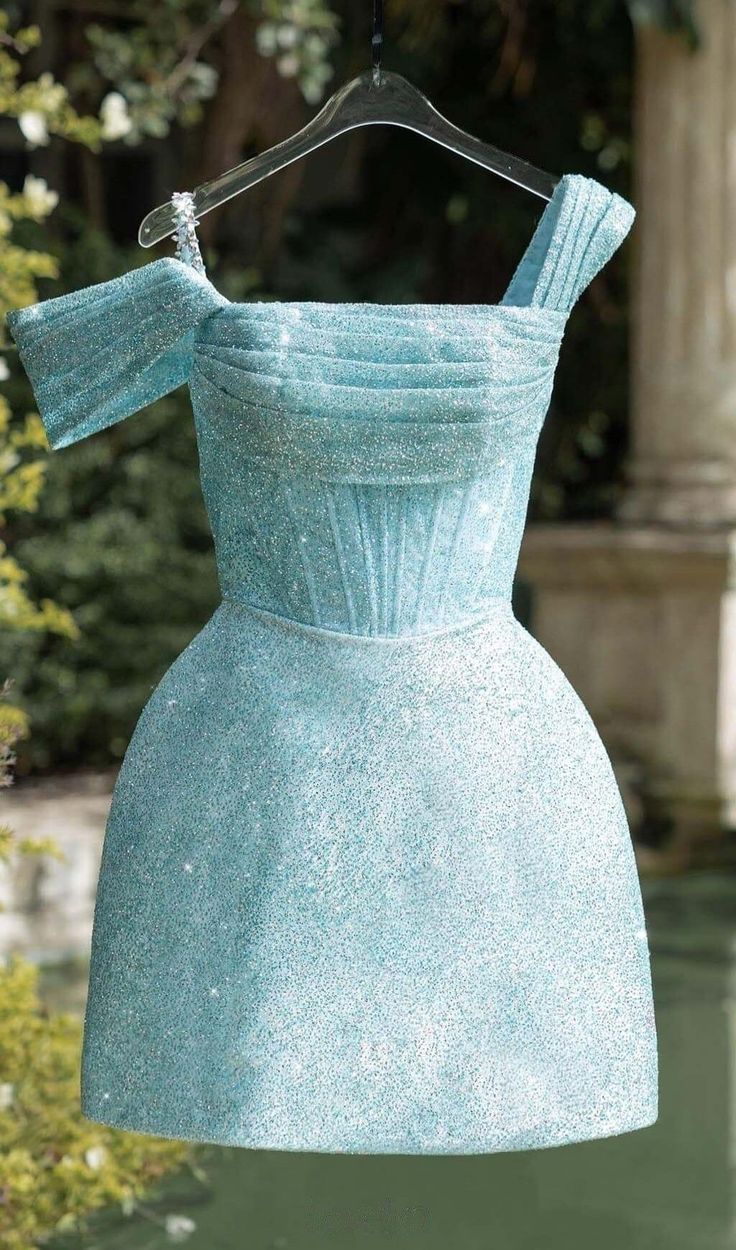 Chic A Line Short Blue Sequin Homecoming Dress 18th Birthday Outfits