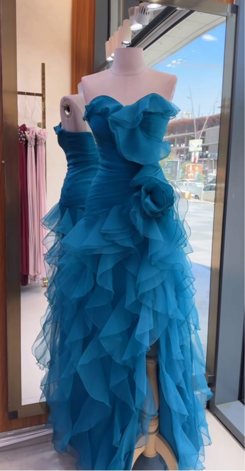 Charming Mermaid Sweetheart Ruffle Chiffon Without Sleeves Long Prom Dress, Evening Dress
