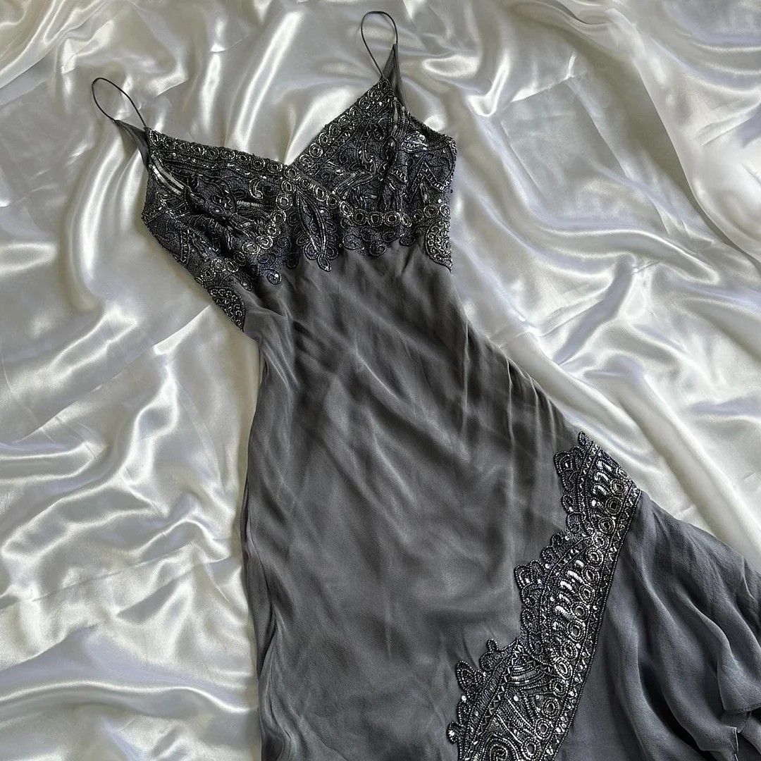 Chic A Line Spaghetti Straps Chiffon Lace Without Sleeves Long Prom Dress, Evening Dress
