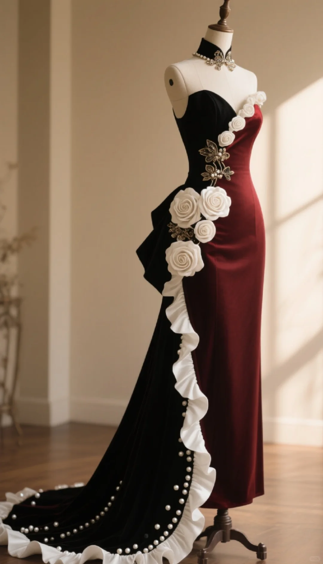 Chic Mermaid Sweetheart Satin Applique Without Sleeves Long Prom Dress, Evening Dress