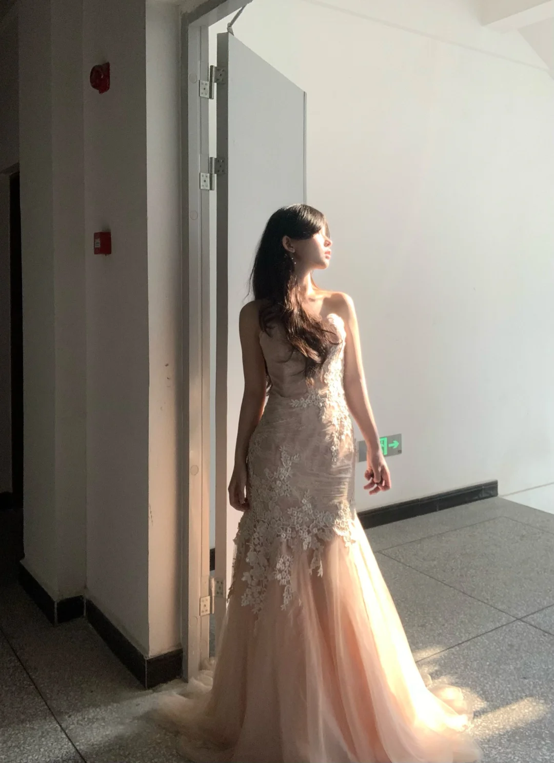 Elegant Mermaid Strapless Tulle Lace Without Sleeves Long Prom Dress, Evening Dress