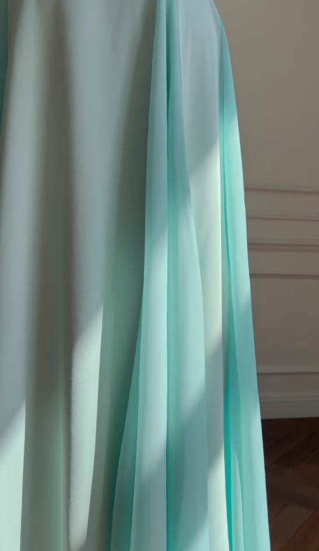 Elegant A Line Spaghetti Straps Satin Chiffon Without Sleeves Long Prom Dress, Evening Dress