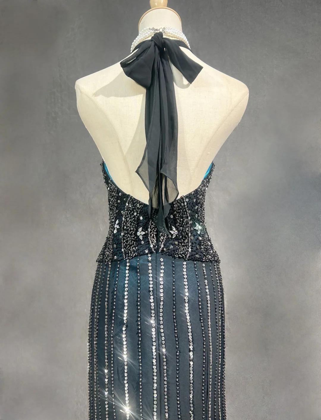 Gorgeous Mermaid Halter Sequin Beaded Without Sleeves Long Prom Dress, Evening Dress