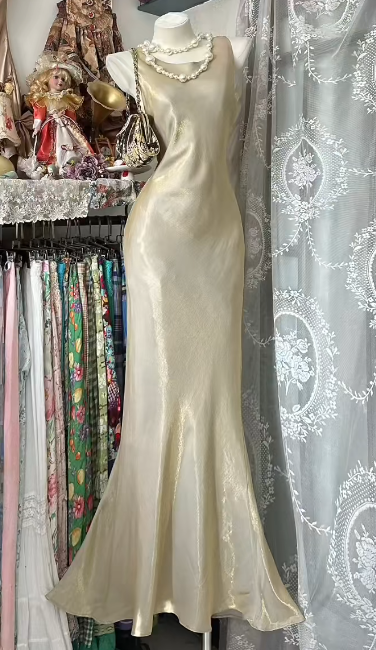 Simple Elegant Mermaid Satin Without Sleeves Long Prom Dress, Evening Dress
