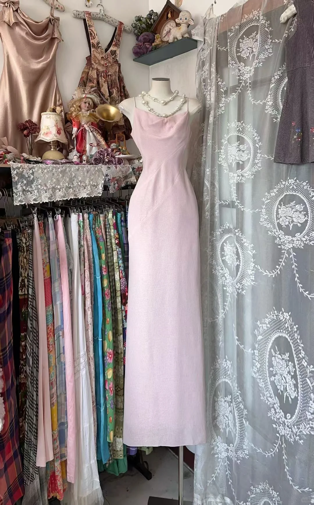 Simple Light Pink Mermaid Spaghetti Straps Satin Without Sleeves Long Prom Dress, Evening Dress