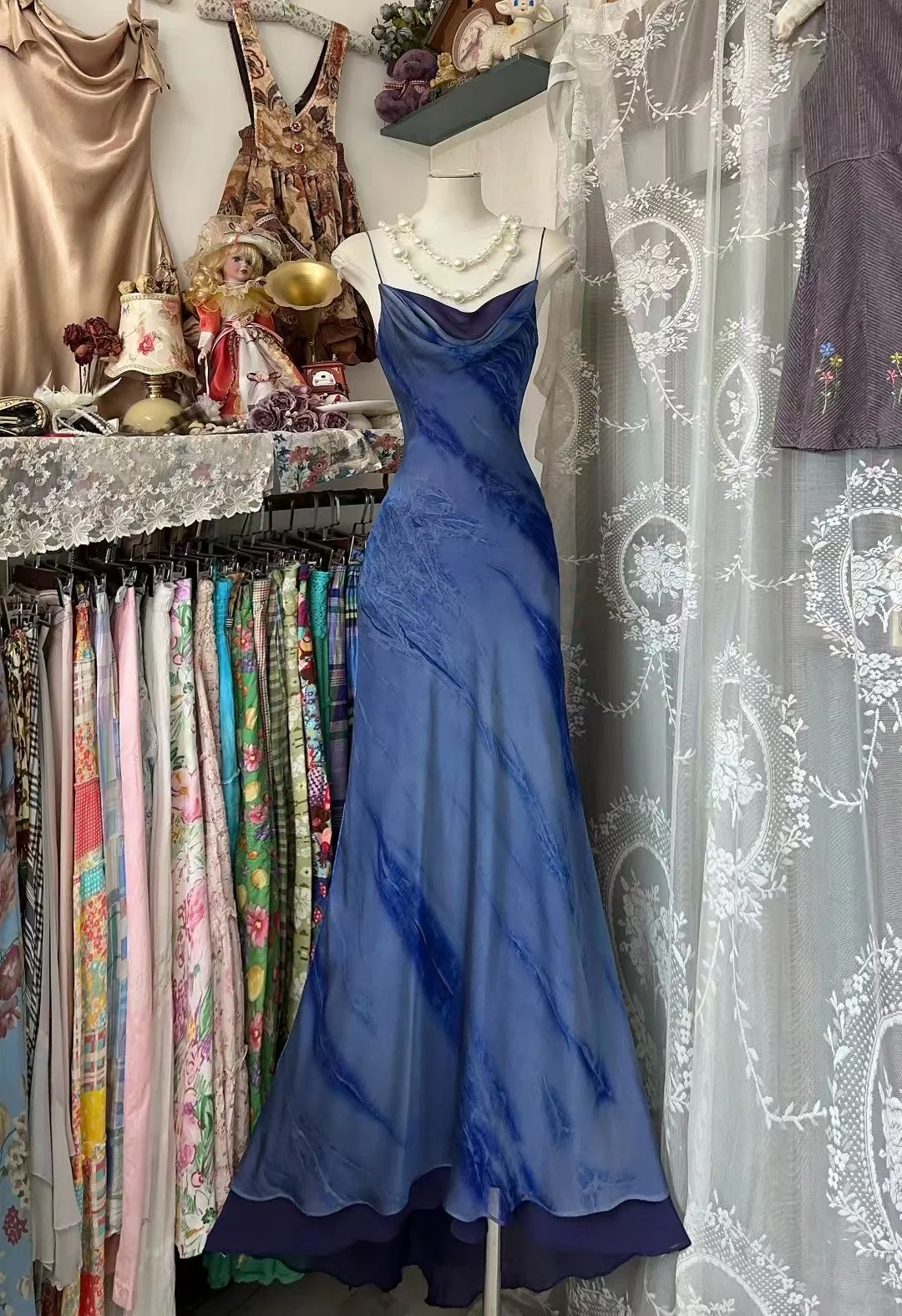 Unique Mermaid Spaghetti Straps Chiffon Without Sleeves Long Prom Dress, Evening Dress