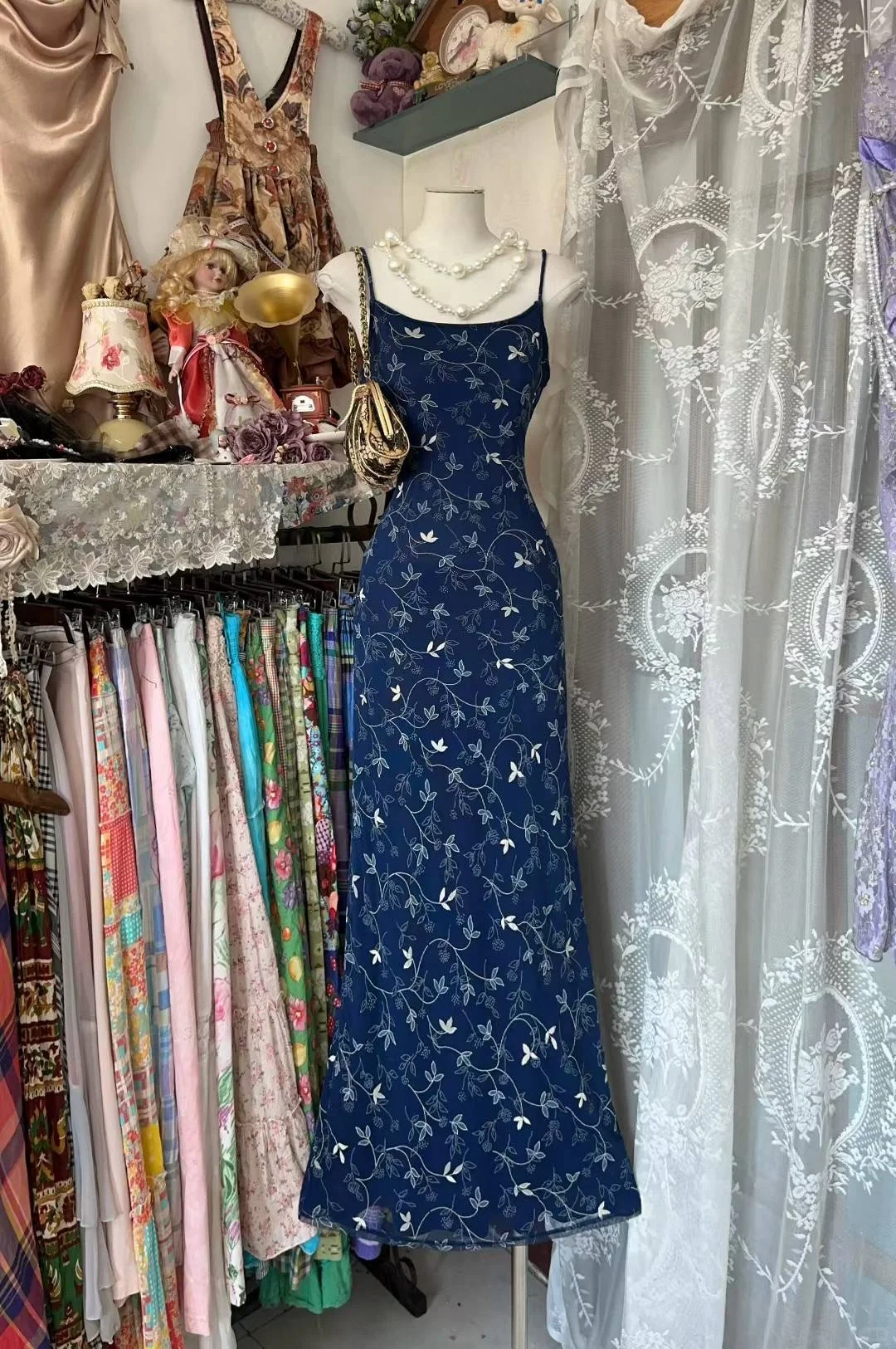 Charming Mermaid Spaghetti Straps Chiffon Lace Without Sleeves Long Prom Dress, Evening Dress