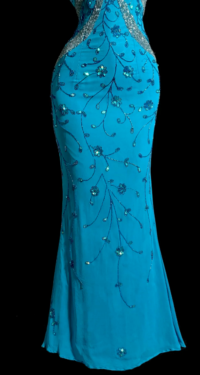 Charming Mermaid Spaghetti Straps Satin Sequin Beaded Without Sleeves Long Prom Dress, Evening Dress