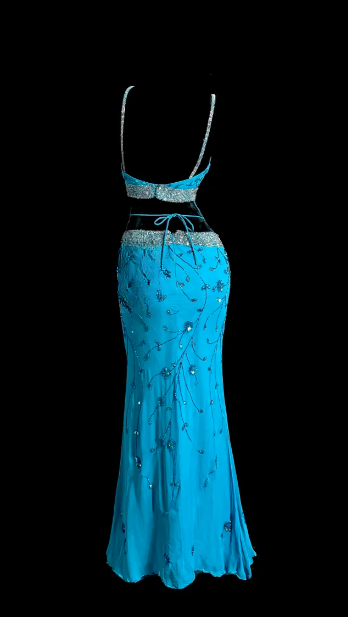 Charming Mermaid Spaghetti Straps Satin Sequin Beaded Without Sleeves Long Prom Dress, Evening Dress