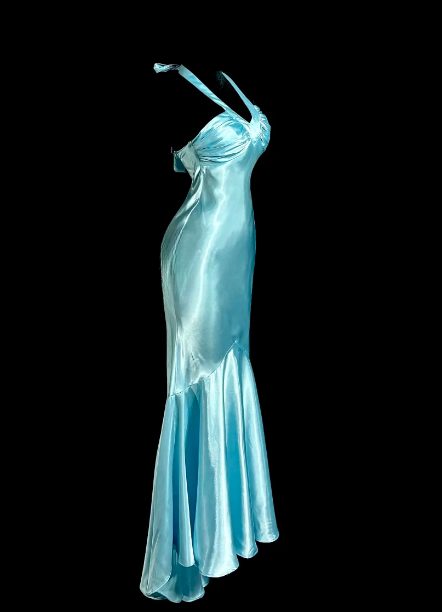 Elegant Mermaid Halter Satin Without Sleeves Long Prom Dress, Evening Dress