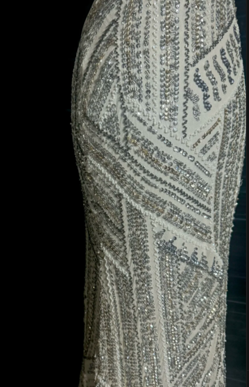 Gorgeous Shiny Mermaid Spaghetti Straps Satin Sequin Beaded Without Sleeves Long Prom Dress, Evening Dress