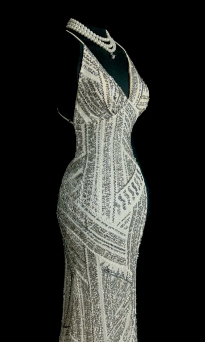 Gorgeous Shiny Mermaid Spaghetti Straps Satin Sequin Beaded Without Sleeves Long Prom Dress, Evening Dress
