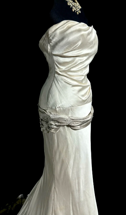 Classy Mermaid Strapless Satin Without Sleeves Long Prom Dress, Evening Dress