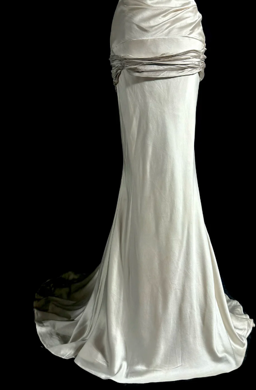 Classy Mermaid Strapless Satin Without Sleeves Long Prom Dress, Evening Dress