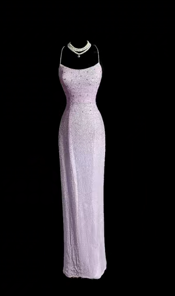 Glitter Mermaid Spaghetti Straps Sequin Beaded Without Sleeves Long Prom Dress, Evening Dress