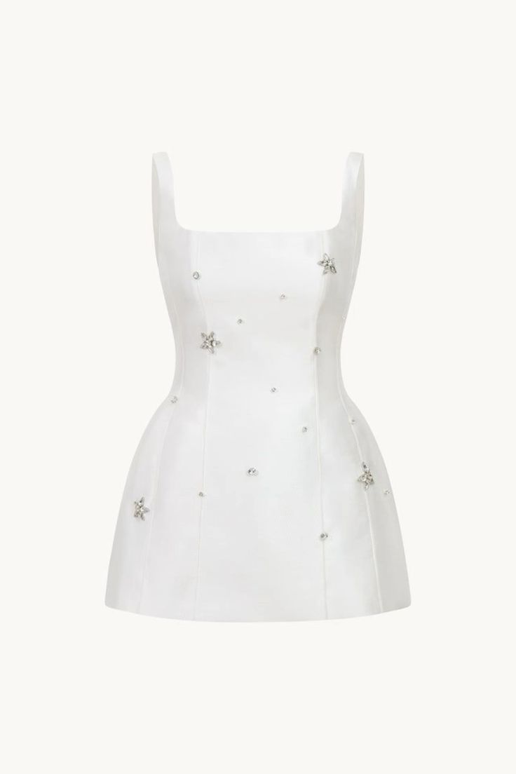 Cute A line Square Neckline White Satin Short Homecoming Dress 19th Birthday Outfits