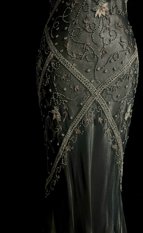 Vintage Mermaid V Neck Satin Beaded Without Sleeves Long Prom Dress, Evening Dress