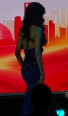 Shiny Mermaid V Neck Royal Blue Satin Sequin Slit Without Sleeves Long Prom Dress, Evening Dress