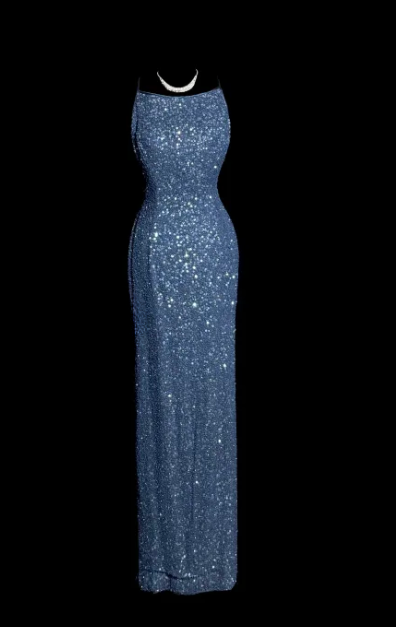 Shiny Mermaid Spaghetti Straps Sequin Backless Without Sleeves Long Prom Dress, Evening Dress