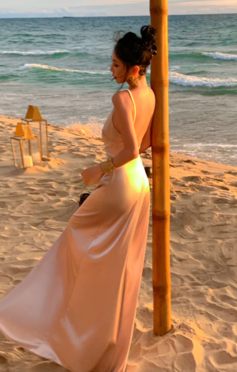 Sexy A Line Spaghetti Straps Satin Backless Without Sleeves Long Prom Dress, Evening Dress