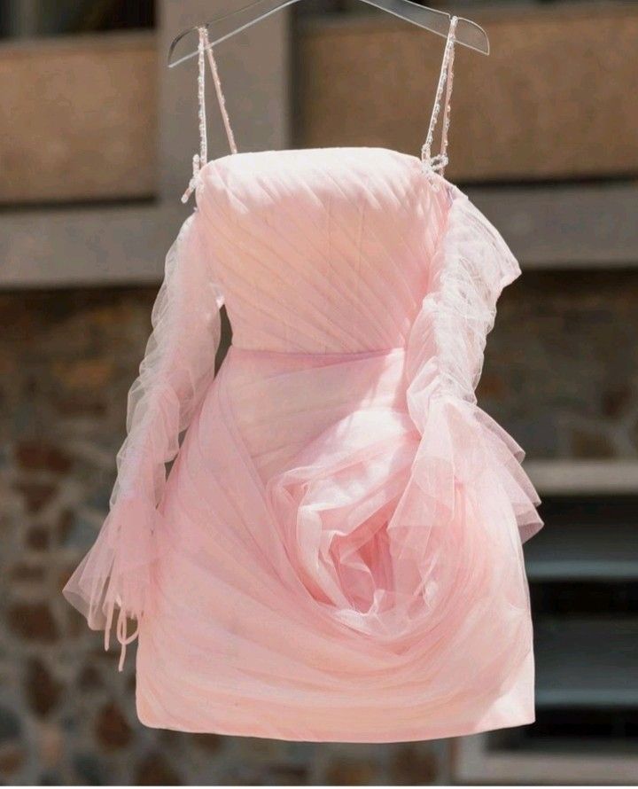 Cute A line Long Sleeves Short Pink Homecoming Dress 19th Birthday Outfits