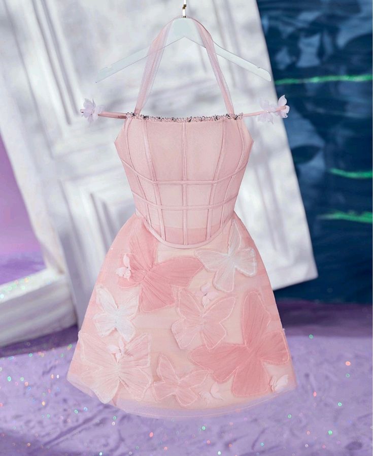Cute A line Halter Short Pink Tulle Homecoming Dress 19th Birthday Outfits