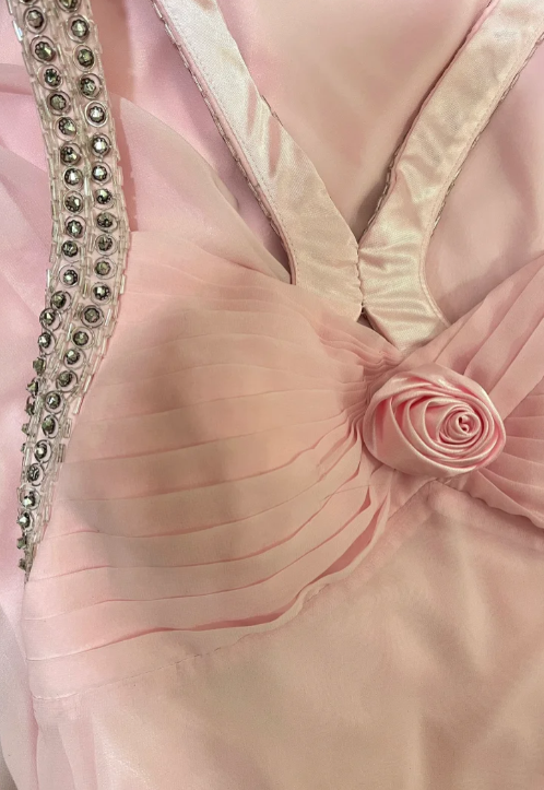 Pink Mermaid Spaghetti Straps Chiffon Beaded Without Sleeves Long Prom Dress, Evening Dress
