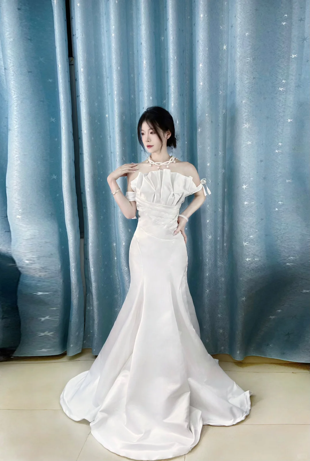 Elegant Mermaid Off The Shoulder Satin Without Sleeves Long Prom Dress, Evening Dress