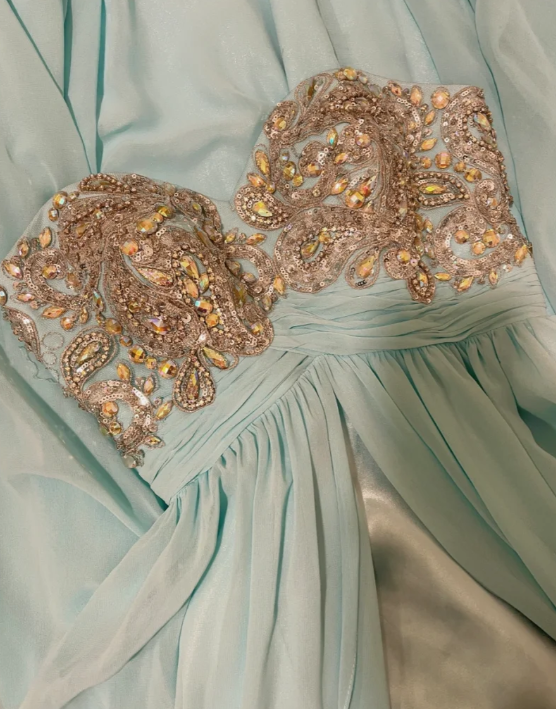 Chic A Line Sweetheart Chiffon Sequin Beaded Without Sleeves Long Prom Dress, Evening Dress
