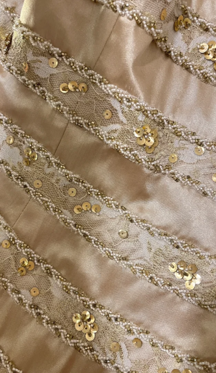Pretty Gold Mermaid Spaghetti Straps Satin Lace Sequin Without Sleeves Long Prom Dress, Evening Dress