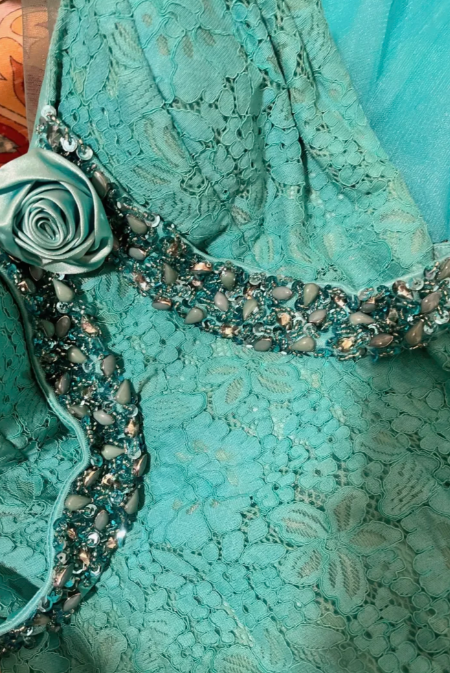 Chic Mermaid Spaghetti Straps Tulle Lace Beaded Without Sleeves Long Prom Dress, Evening Dress