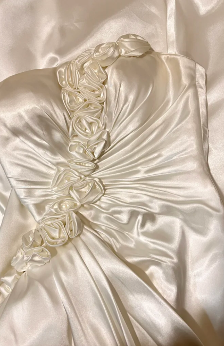 Classy Mermaid Spaghetti Straps Pleated Satin Long Prom Dress, Evening Dress