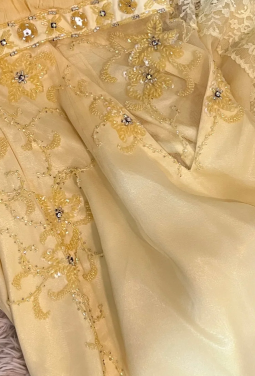 Pretty Pastel Yellow Mermaid Halter Chiffon Lace Long Prom Dress, Evening Dress