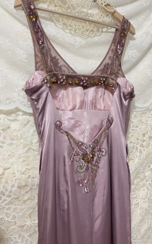 Charming Mermaid Satin Chiffon Beaded Long Prom Dress, Evening Dress
