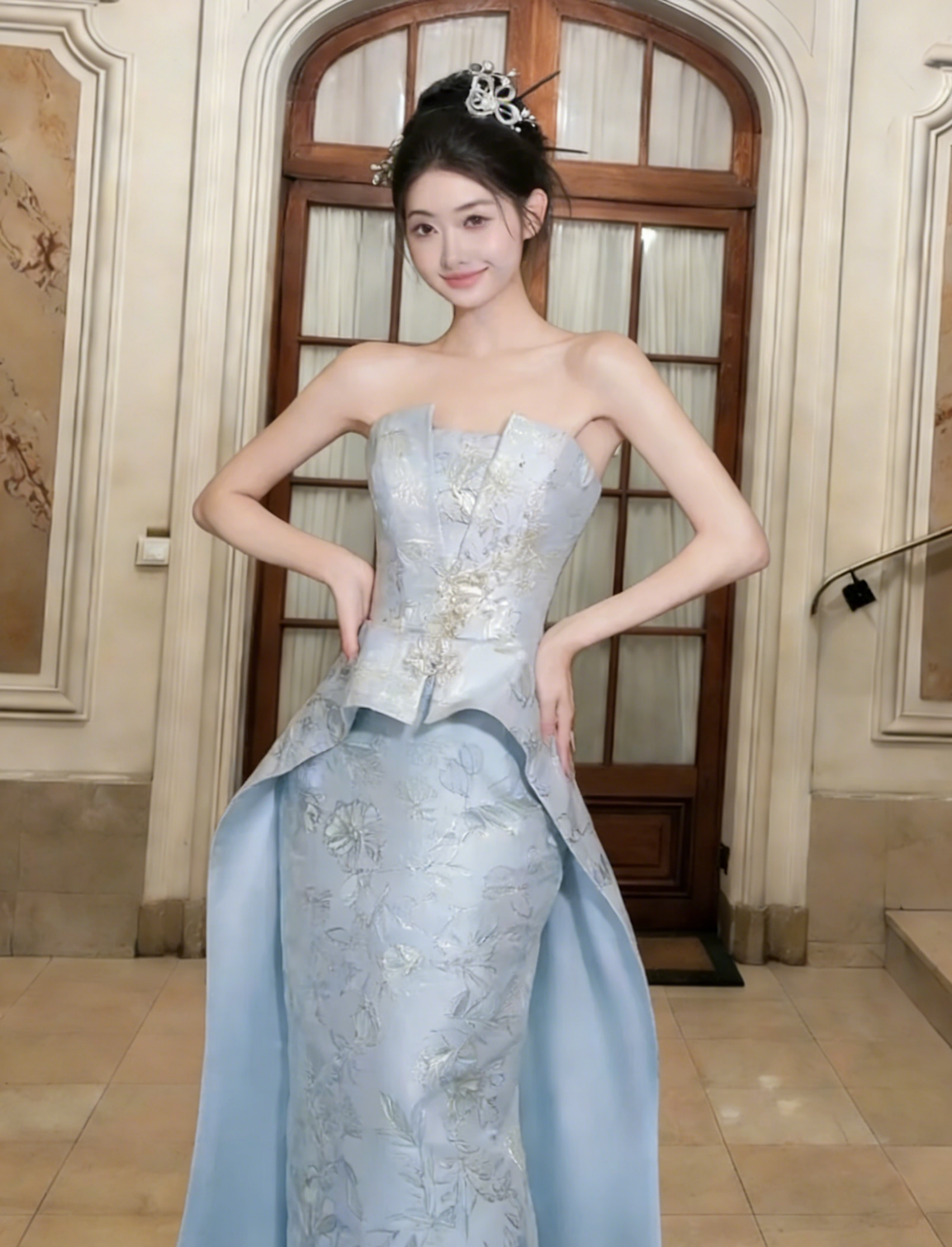 Gorgeous Mermaid Strapless Satin Long Prom Dress, Evening Dress