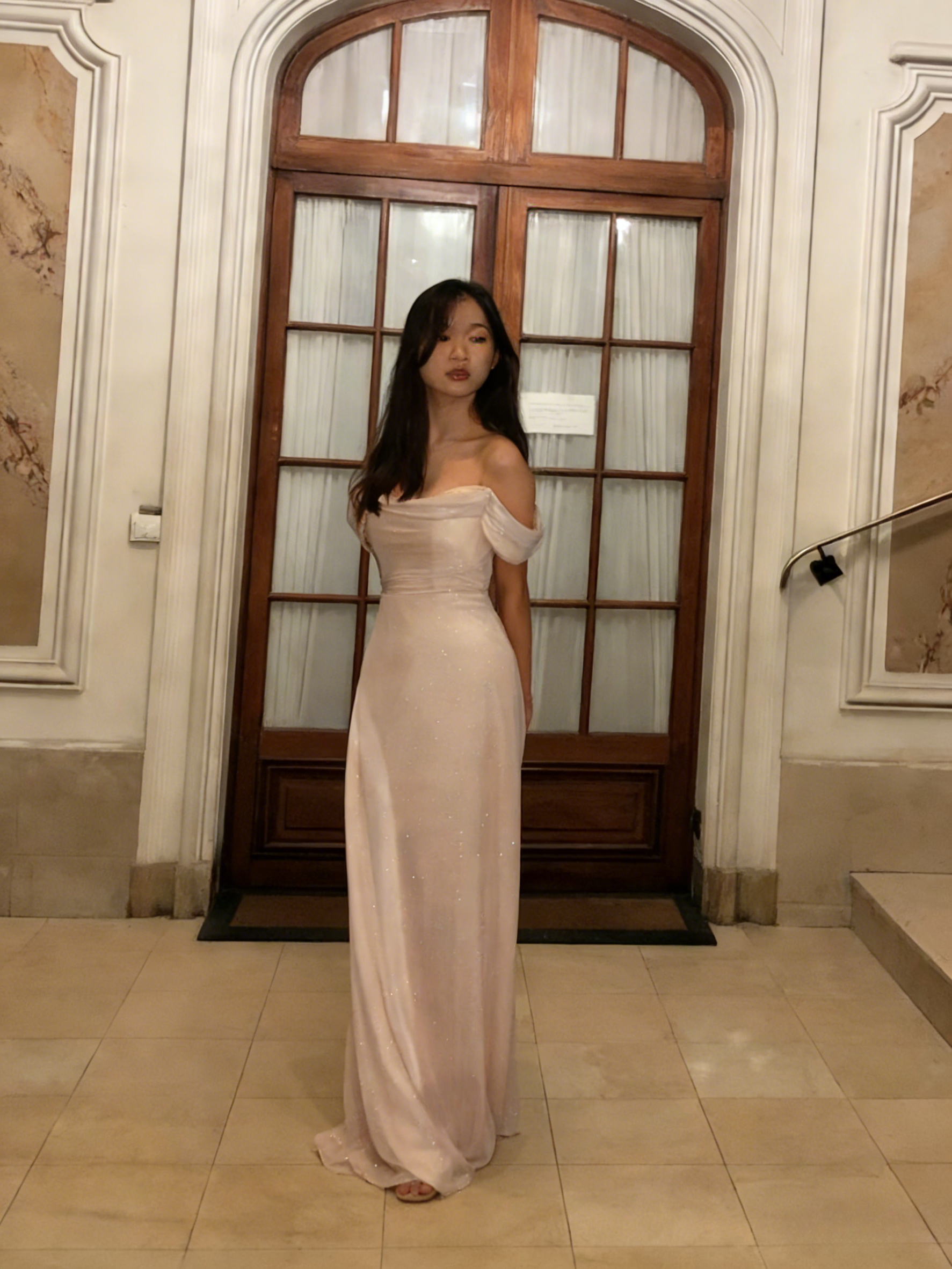 Elegant A Line Off The Shoulder Tulle Sequin Long Prom Dress, Evening Dress