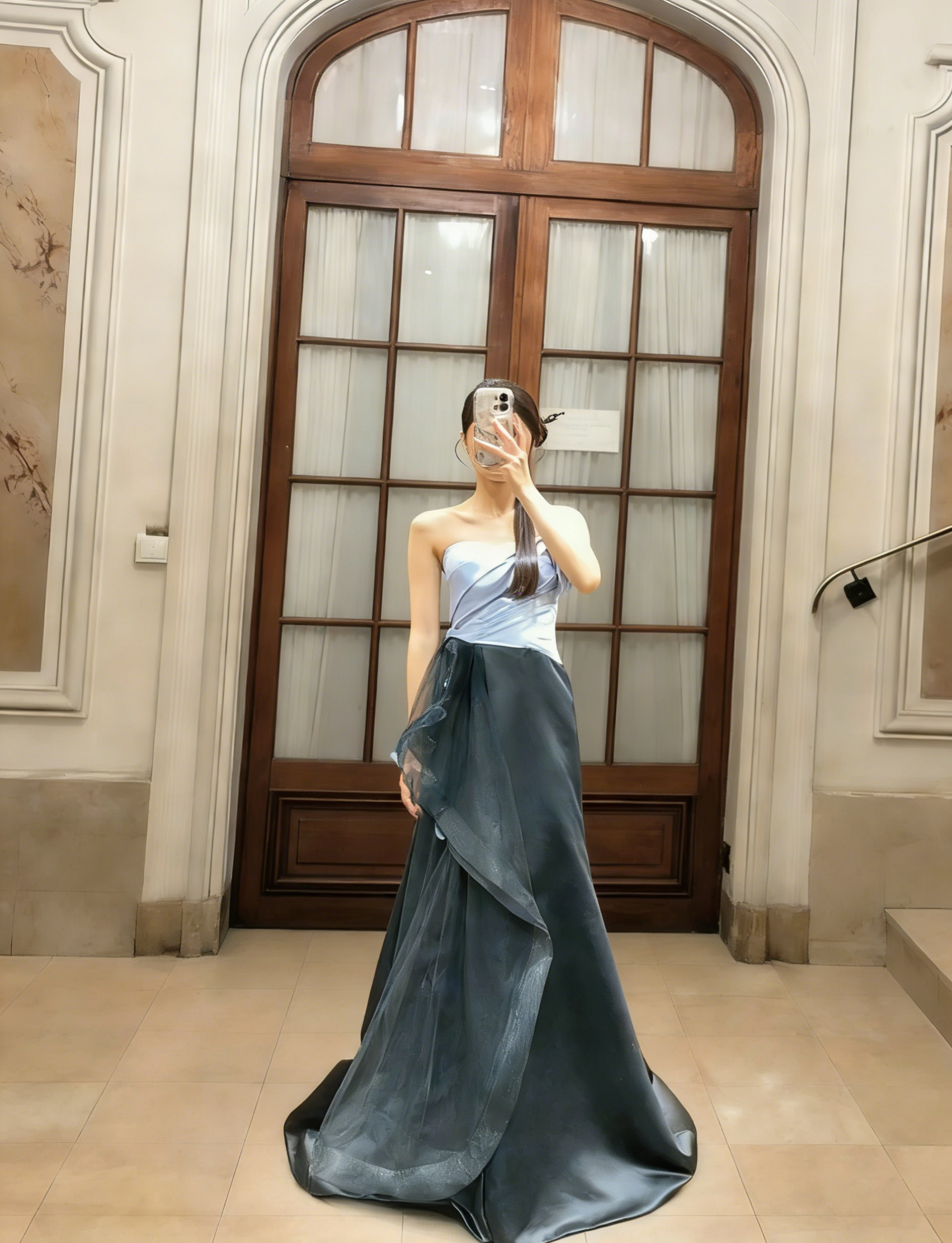 Chic A Line Strapless Satin Long Prom Dress, Evening Dress