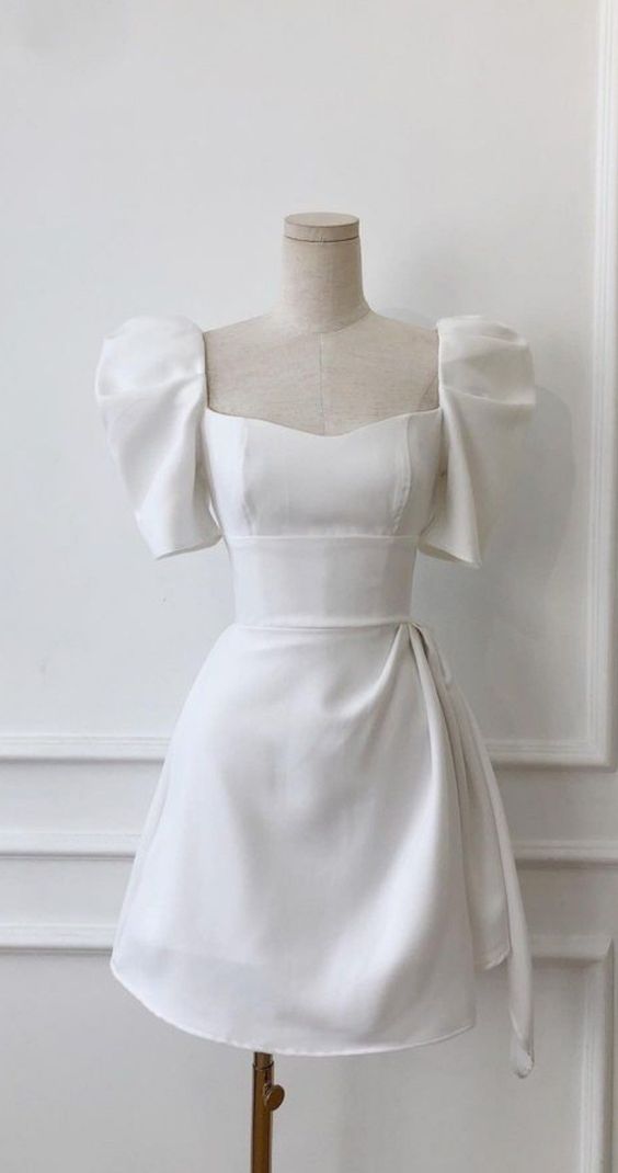 Simple A Line Short Sleeves Party Homecoming Dress Birthday Outfits