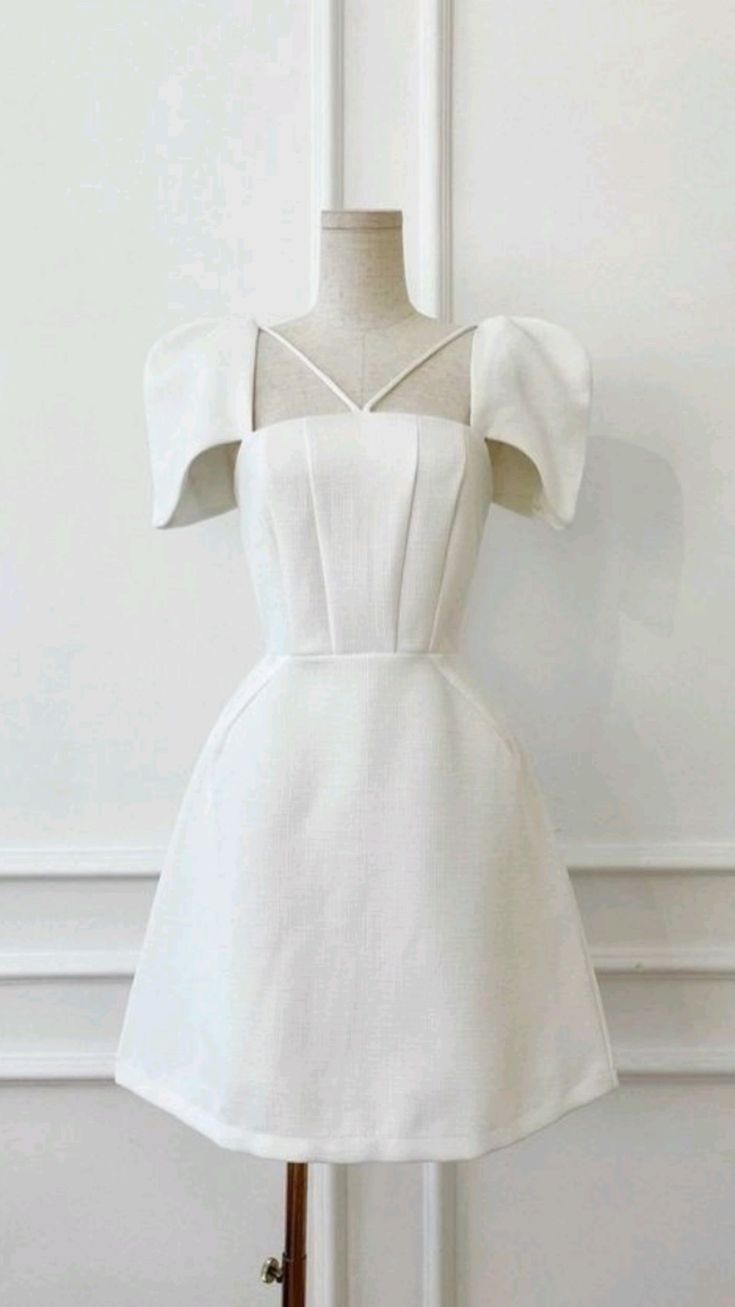 Simple A Line Short Sleeves Satin Homecoming Dress Birthday Outfits