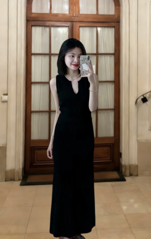 Chic Black A Line Satin Long Prom Dress, Evening Dress