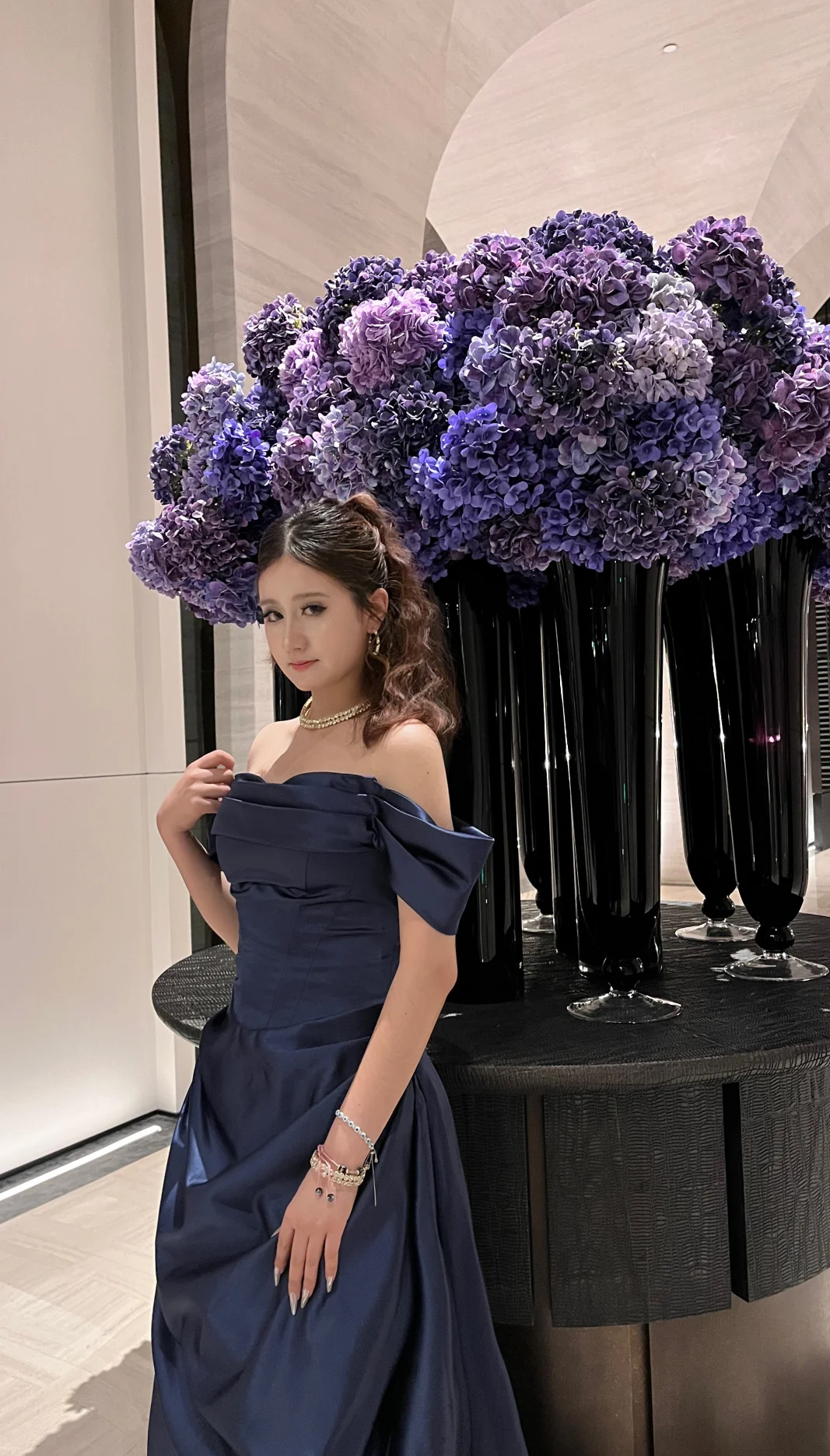 Elegant A Line Off The Shoulder Navy Blue Satin Long Prom Dress, Evening Dress