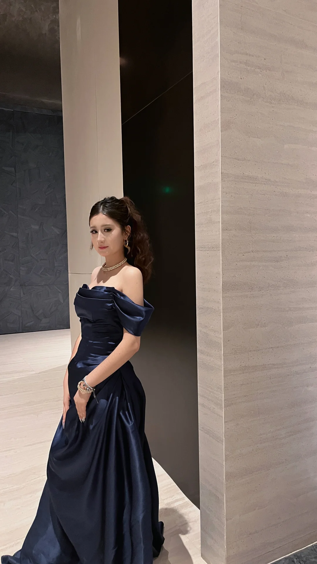 Elegant A Line Off The Shoulder Navy Blue Satin Long Prom Dress, Evening Dress