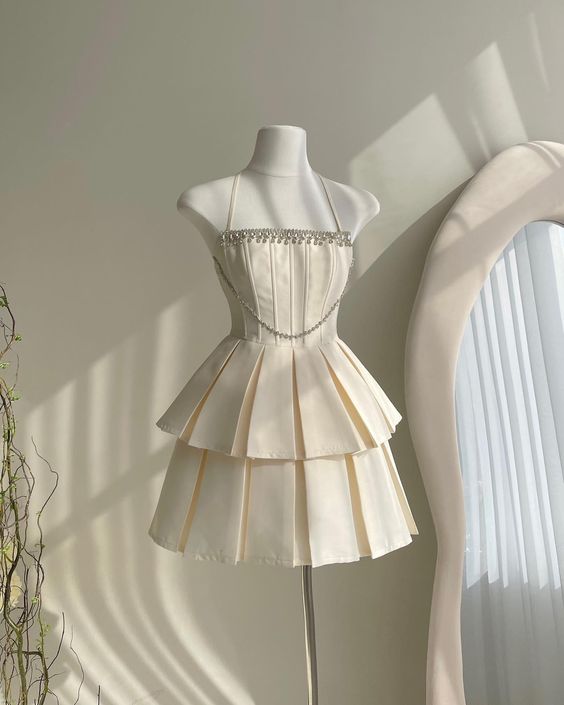 Simple A Line Halter White Satin Homecoming Dress Birthday Outfits