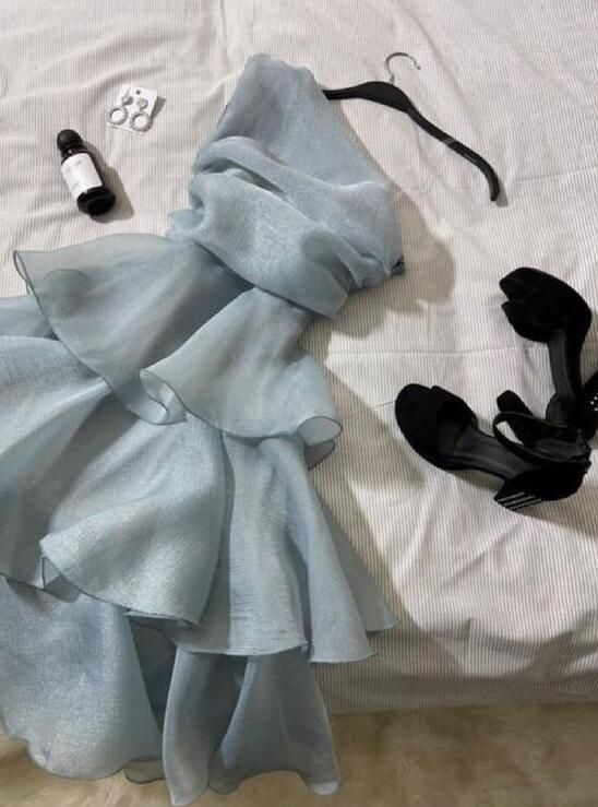 Simple Blue Short Party Homecoming Dress Birthday Outfits